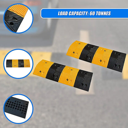 Pair of 1m Long 60T Load Rubber Speed Bump Hump Modular Speed Humps Road Hump - Mekamart Australia