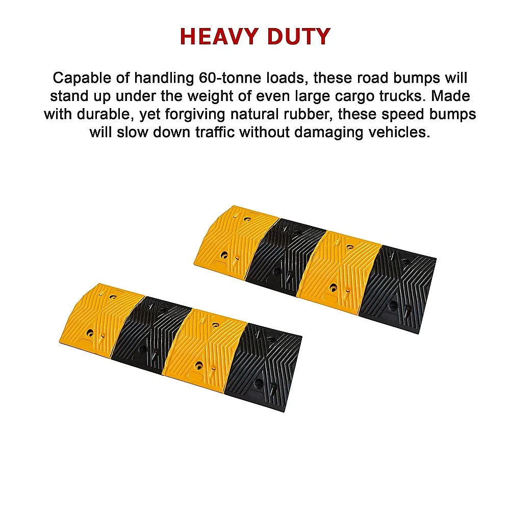 Pair of 1m Long 60T Load Rubber Speed Bump Hump Modular Speed Humps Road Hump - Mekamart Australia