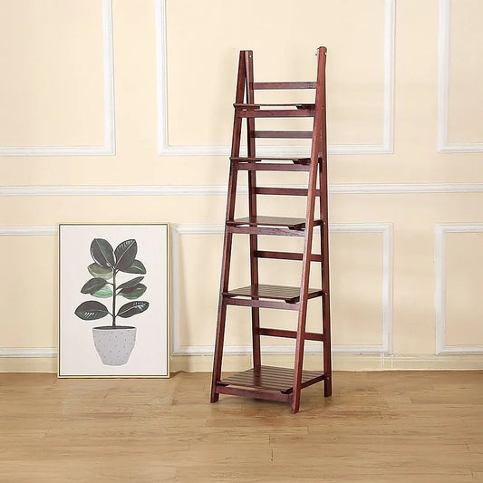 5 Tier Wooden Ladder Shelf Stand Storage Book Shelves Shelving Display Rack - Mekamart Australia