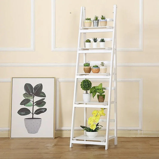 5 Tier Wooden Ladder Shelf Stand Storage Book Shelves Shelving Display Rack - Mekamart Australia