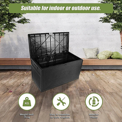 Patio Deck Box Outdoor Storage Plastic Bench Box 450 Litre - Mekamart Australia