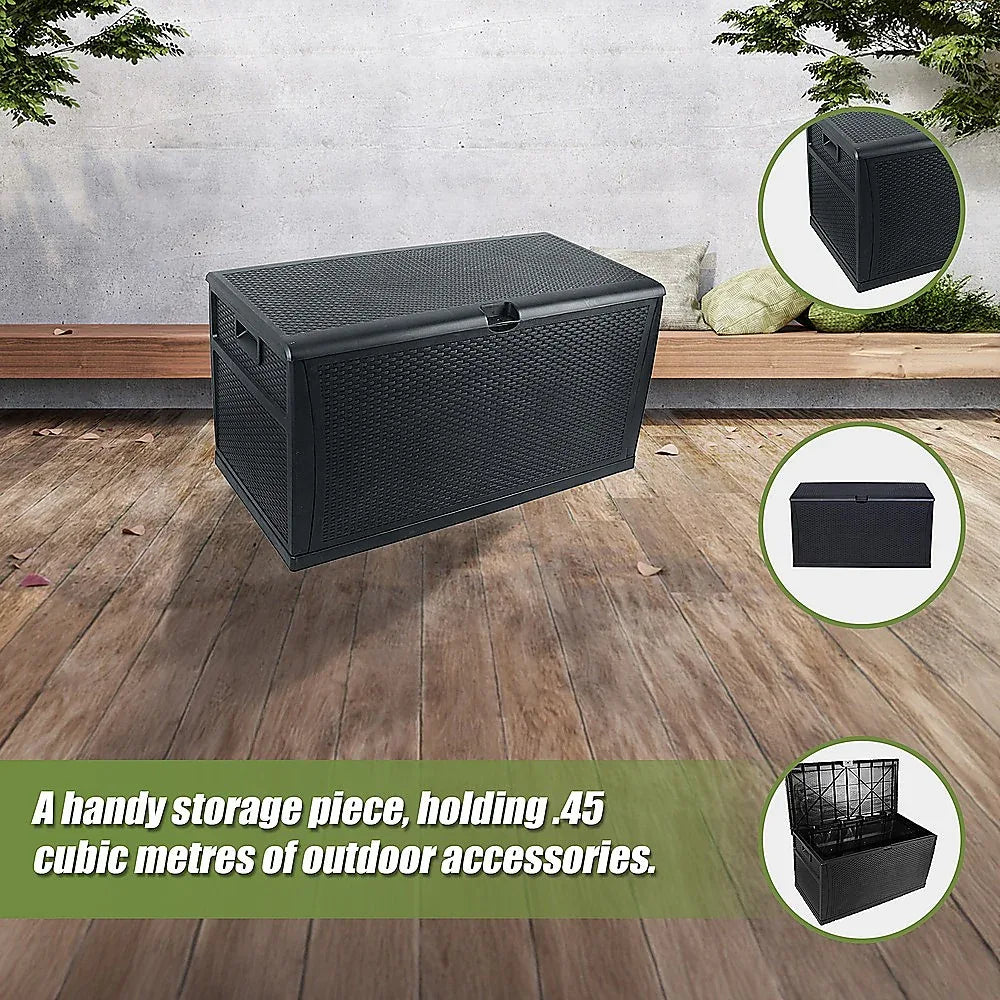 Patio Deck Box Outdoor Storage Plastic Bench Box 450 Litre - Mekamart Australia