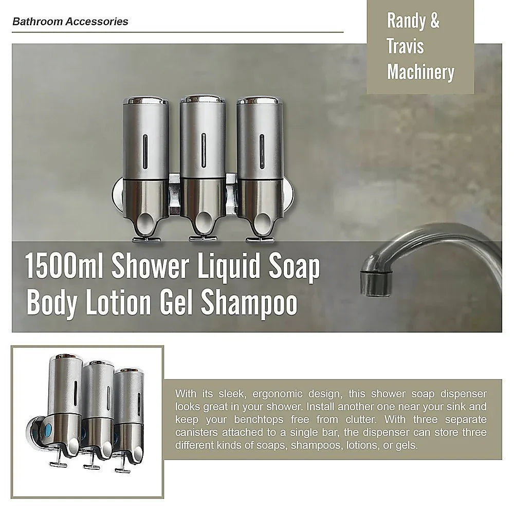 1500ml Shower Liquid Soap Body Lotion Gel Shampoo Bathroom Dispenser - Mekamart Australia
