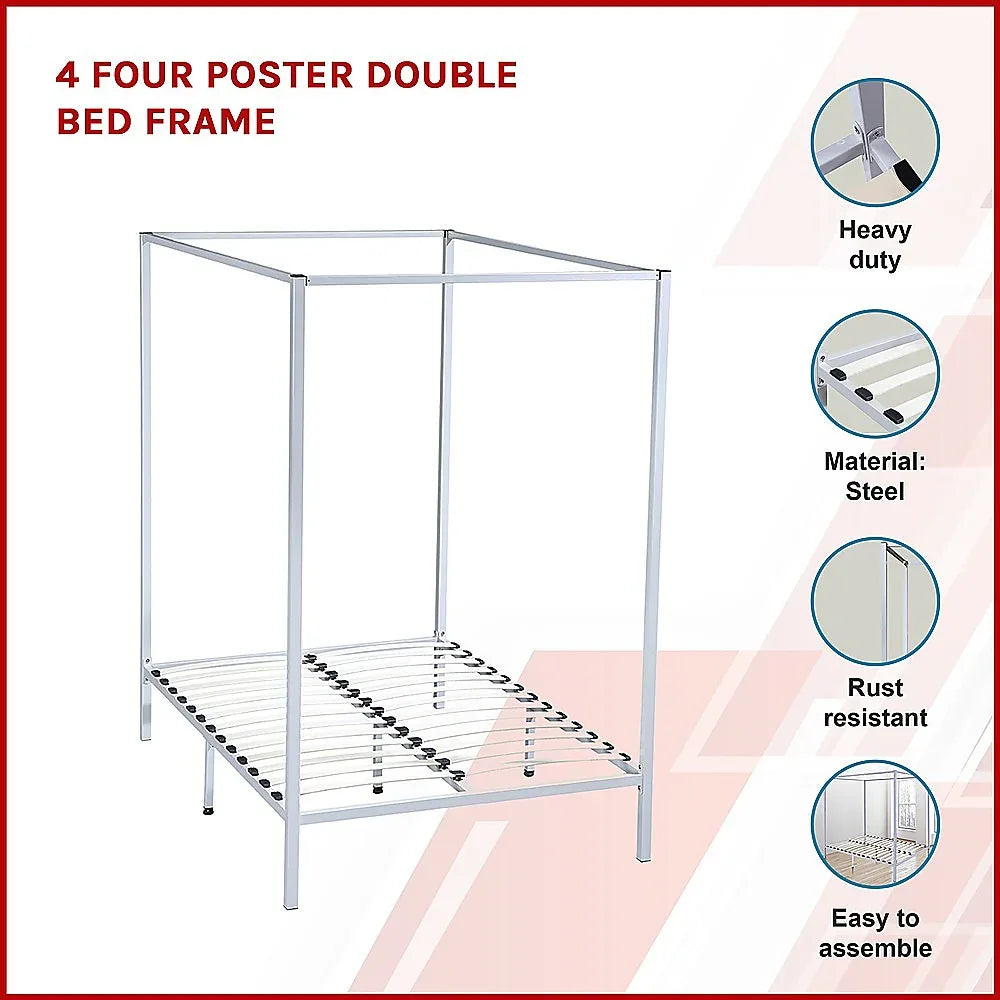 4 Four Poster Double Bed Frame - Mekamart Australia