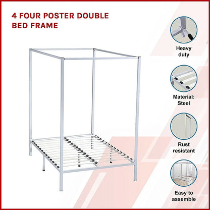 4 Four Poster Double Bed Frame - Mekamart Australia