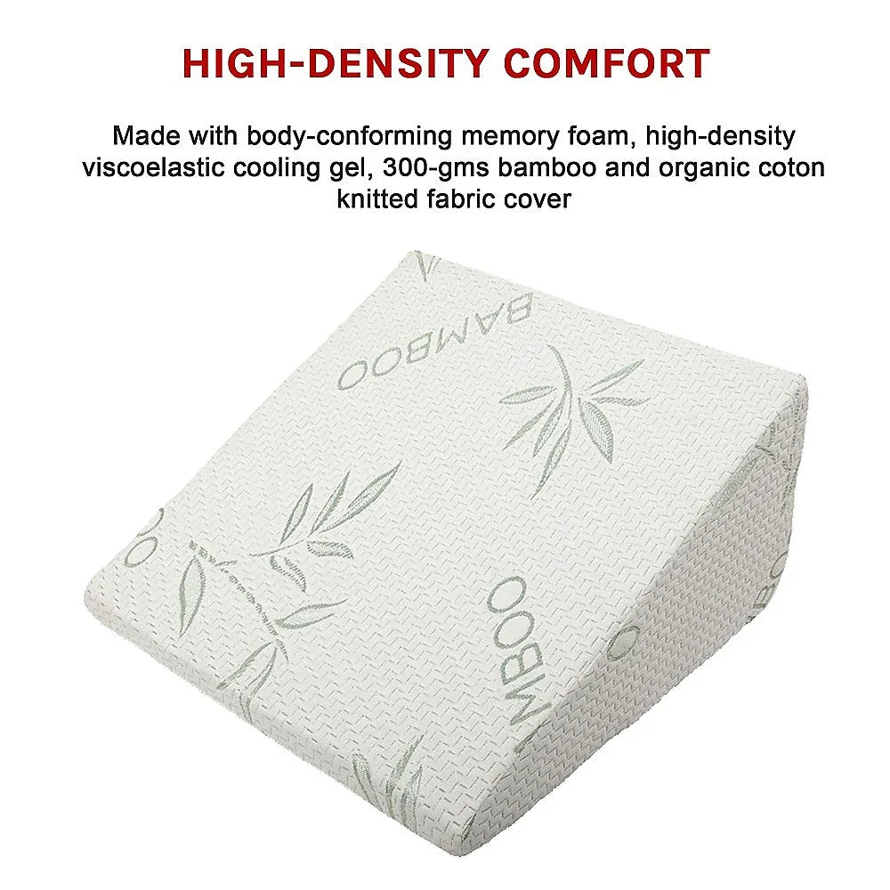 Cool Gel Memory Foam Bed Wedge Pillow Cushion Neck Back Support Sleep with Cover - Mekamart Australia