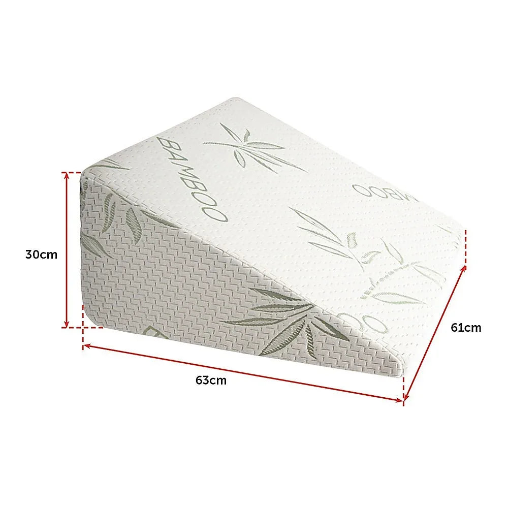 Cool Gel Memory Foam Bed Wedge Pillow Cushion Neck Back Support Sleep with Cover - Mekamart Australia