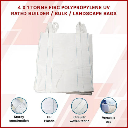 4 x 1 tonne FIBC Polypropylene UV Rated Builder / Bulk / Landscape Bags - Mekamart Australia