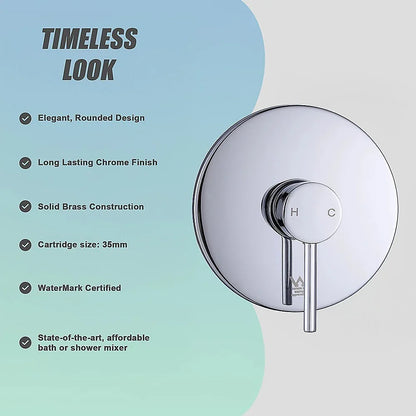 Shower Bath Mixer Tap Bathroom WATERMARK Approved - Chrome - Mekamart Australia