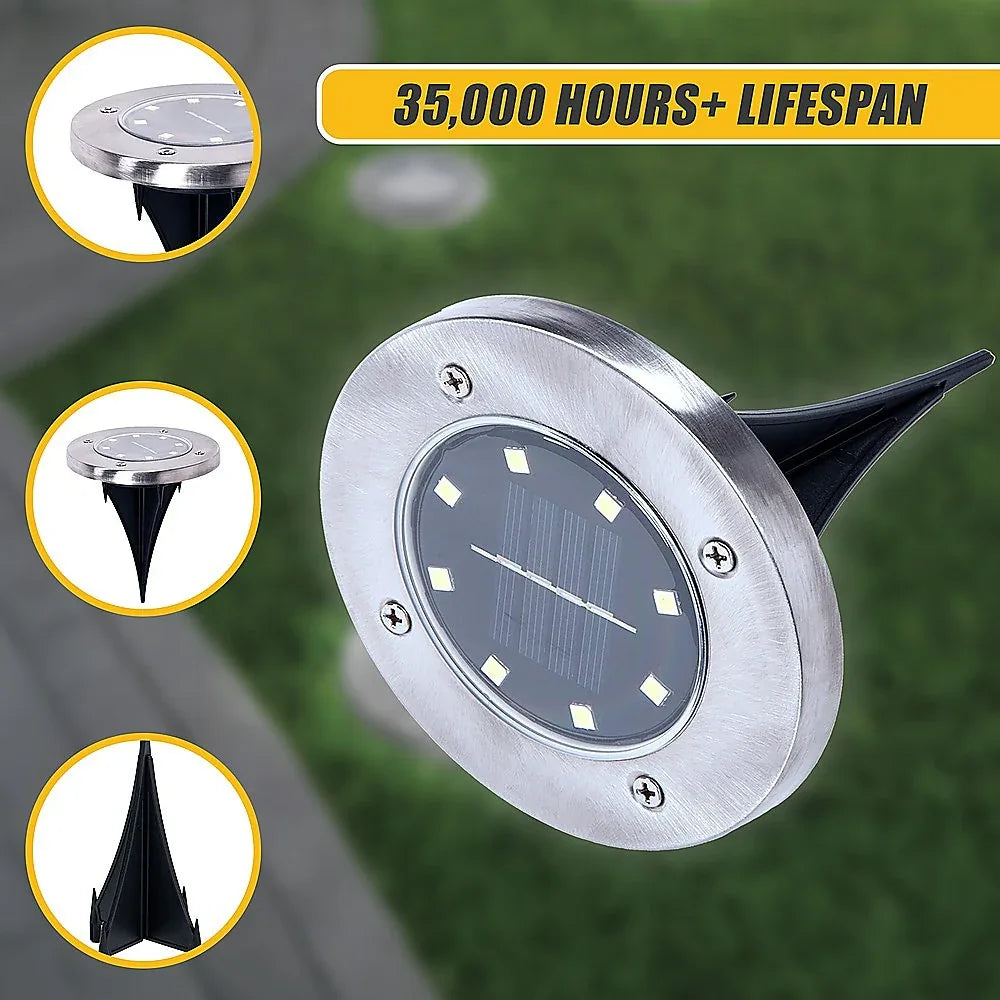 12x Solar Powered LED Buried Inground Recessed Light Garden Outdoor Deck Path - Mekamart Australia