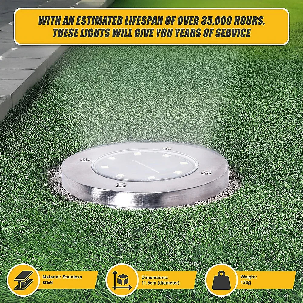 12x Solar Powered LED Buried Inground Recessed Light Garden Outdoor Deck Path - Mekamart Australia