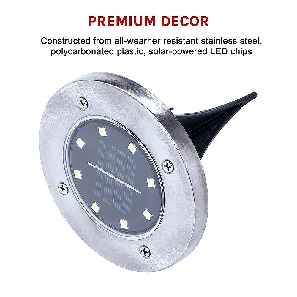 12x Solar Powered LED Buried Inground Recessed Light Garden Outdoor Deck Path - Mekamart Australia