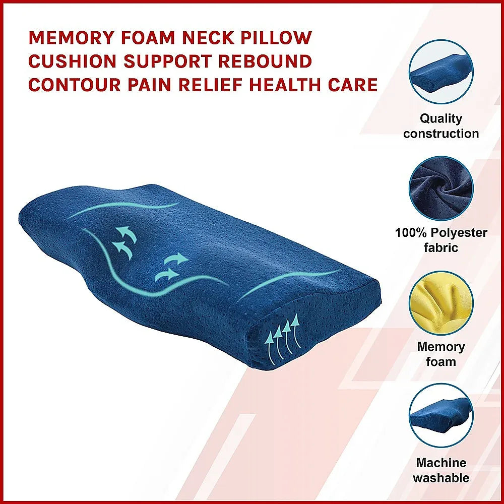 Memory Foam Neck Pillow Cushion Support Rebound Contour Pain Relief Health Care - Mekamart Australia