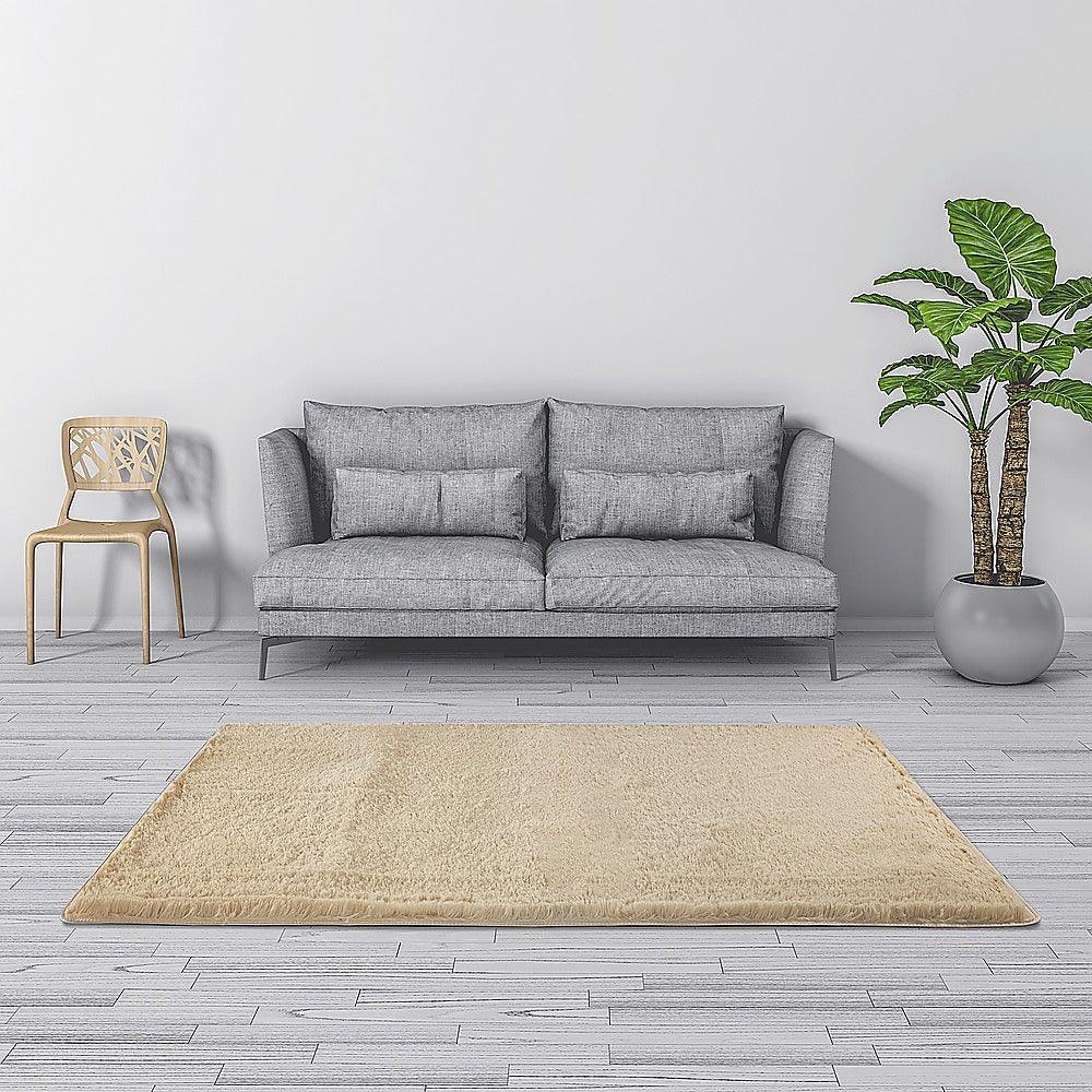 200x140cm Floor Rugs Large Shaggy Rug Area Carpet Bedroom Living Room Mat - Beige - Mekamart Australia