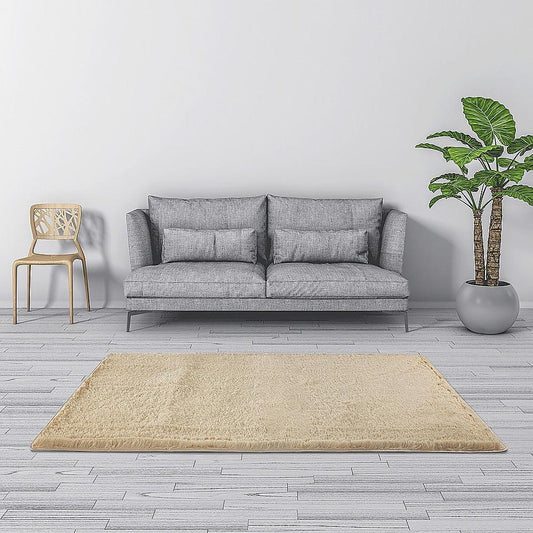 200x140cm Floor Rugs Large Shaggy Rug Area Carpet Bedroom Living Room Mat - Beige - Mekamart Australia