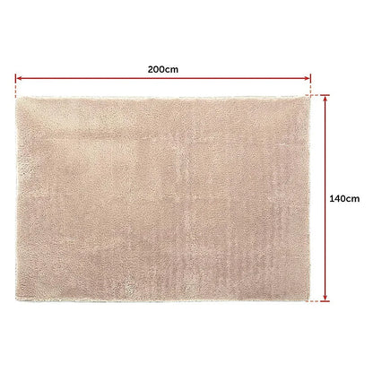 200x140cm Floor Rugs Large Shaggy Rug Area Carpet Bedroom Living Room Mat - Beige - Mekamart Australia