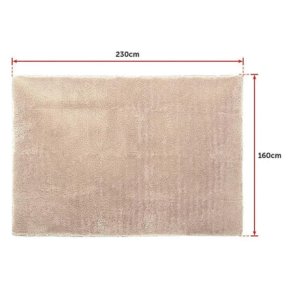 230x160cm Floor Rugs Large Shaggy Rug Area Carpet Bedroom Living Room Mat - Beige - Mekamart Australia