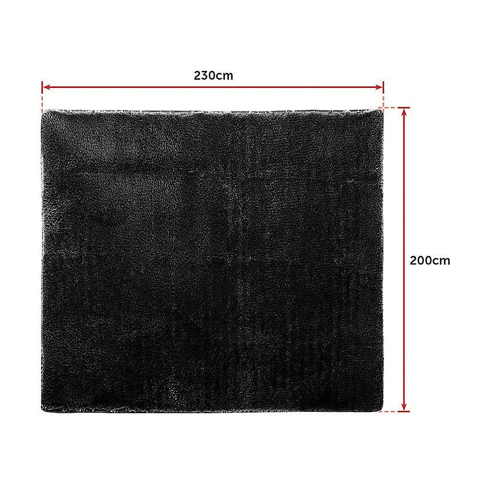 230x200cm Floor Rugs Large Shaggy Rug Area Carpet Bedroom Living Room Mat - Black - Mekamart Australia