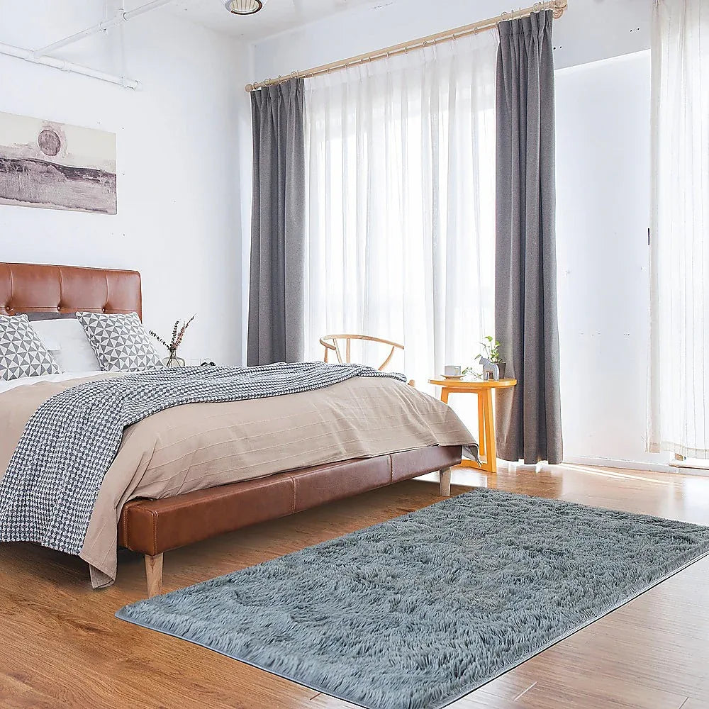 230x160cm Floor Rugs Large Shaggy Rug Area Carpet Bedroom Living Room Mat - Grey - Mekamart Australia