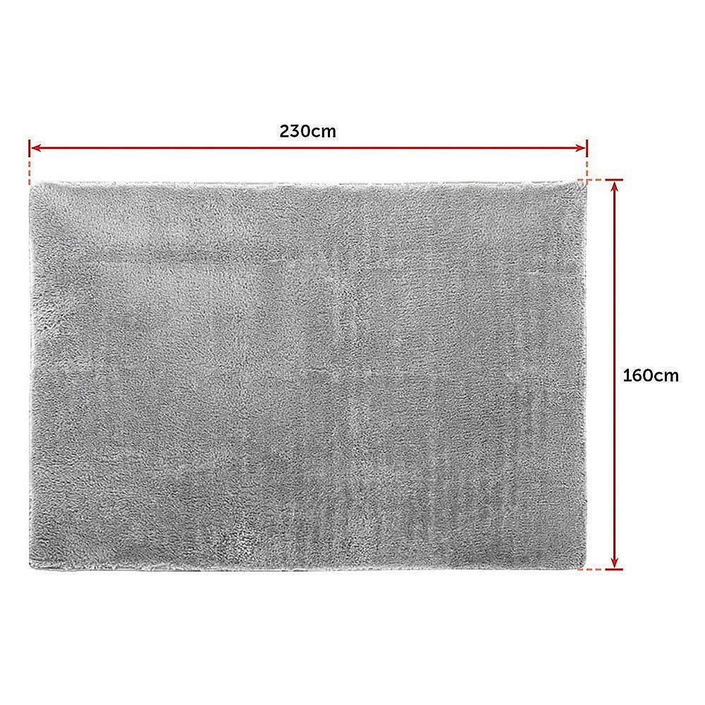 230x160cm Floor Rugs Large Shaggy Rug Area Carpet Bedroom Living Room Mat - Grey - Mekamart Australia