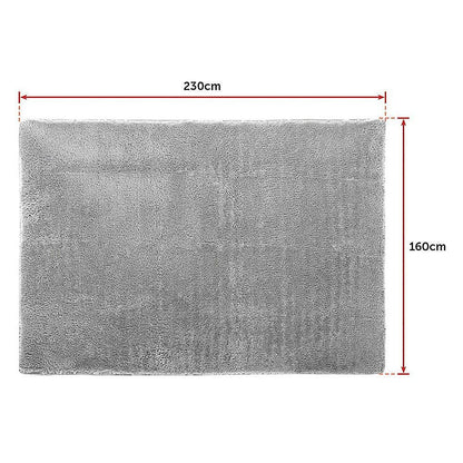230x160cm Floor Rugs Large Shaggy Rug Area Carpet Bedroom Living Room Mat - Grey - Mekamart Australia