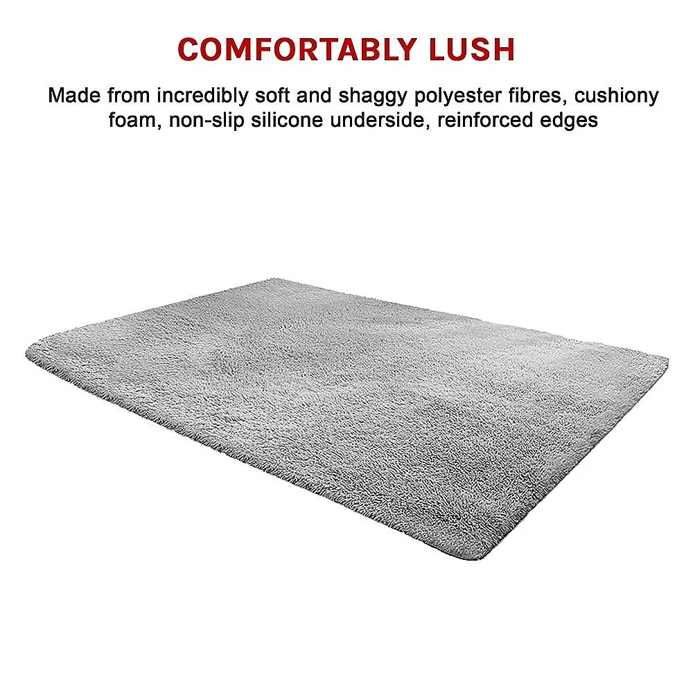 230x200cm Floor Rugs Large Shaggy Rug Area Carpet Bedroom Living Room Mat - Grey - Mekamart Australia
