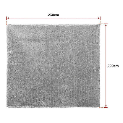 230x200cm Floor Rugs Large Shaggy Rug Area Carpet Bedroom Living Room Mat - Grey - Mekamart Australia
