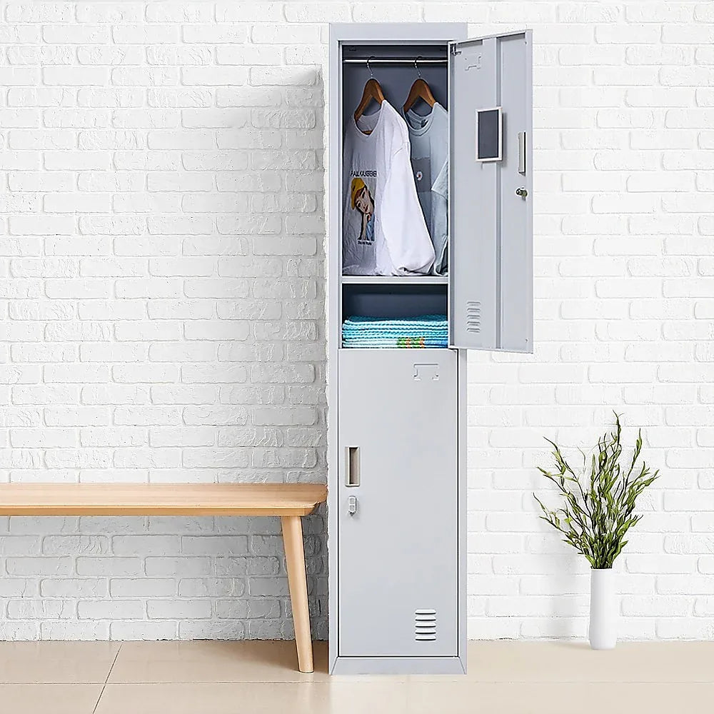 2-Door Vertical Locker for Office Gym Shed School Home Storage - Mekamart Australia