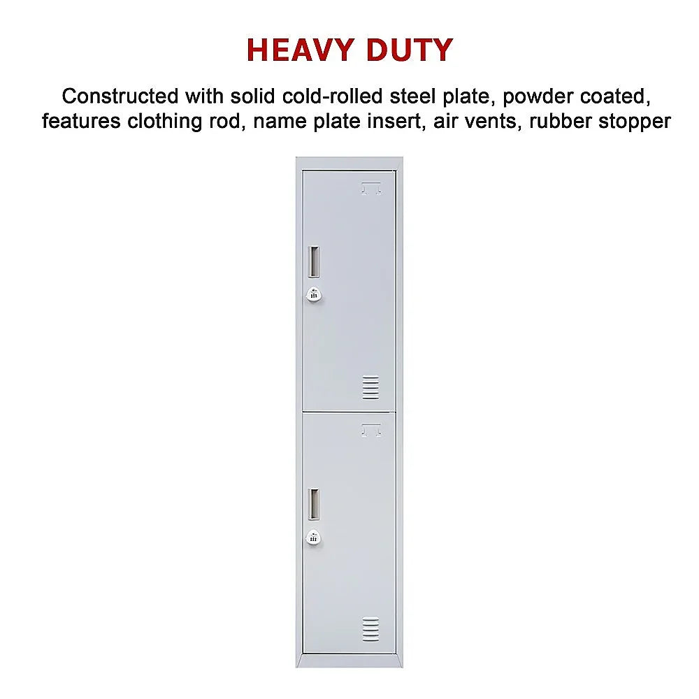 2-Door Vertical Locker for Office Gym Shed School Home Storage - Mekamart Australia