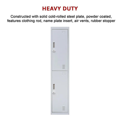2-Door Vertical Locker for Office Gym Shed School Home Storage - Mekamart Australia