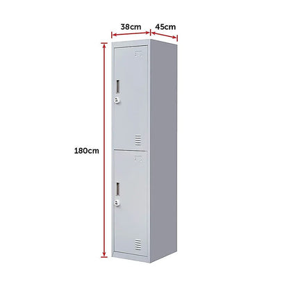 2-Door Vertical Locker for Office Gym Shed School Home Storage - Mekamart Australia