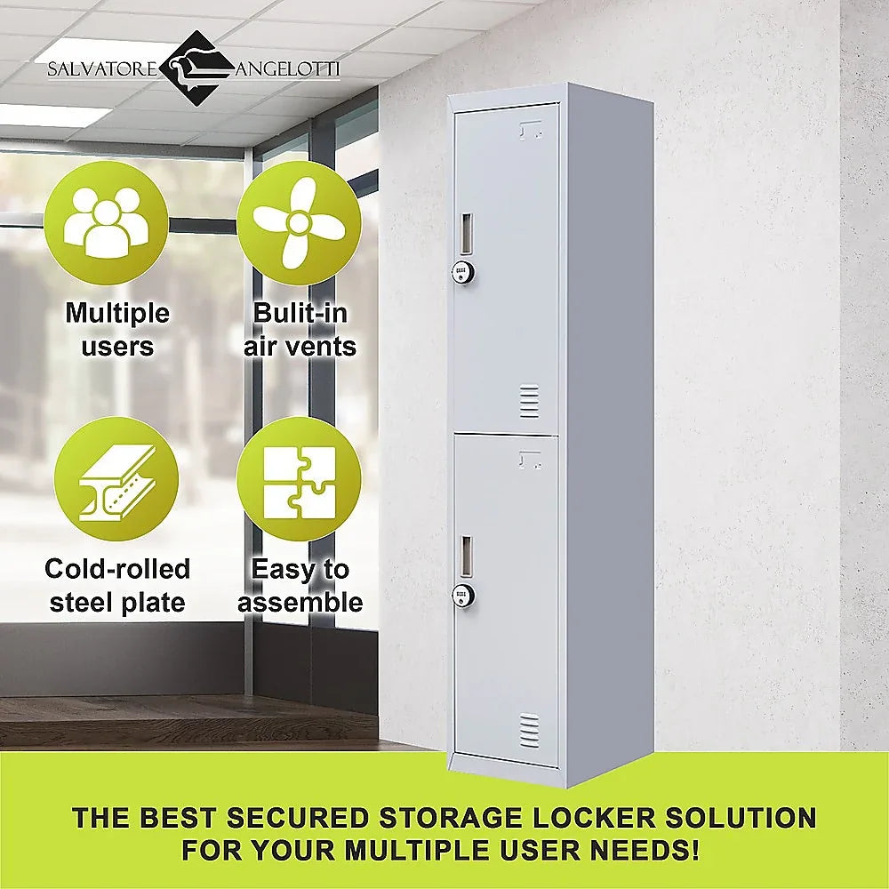 2-Door Vertical Locker for Office Gym Shed School Home Storage - Mekamart Australia