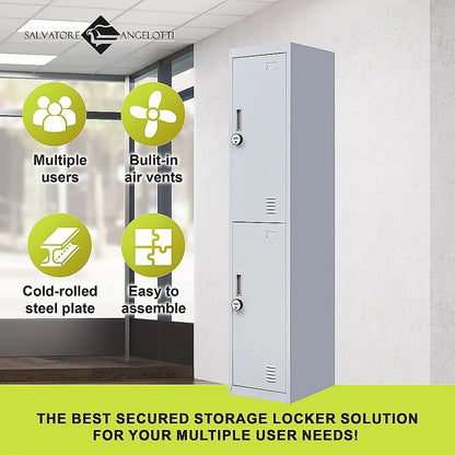 2-Door Vertical Locker for Office Gym Shed School Home Storage - Mekamart Australia