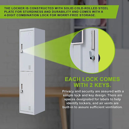 2-Door Vertical Locker for Office Gym Shed School Home Storage - Mekamart Australia