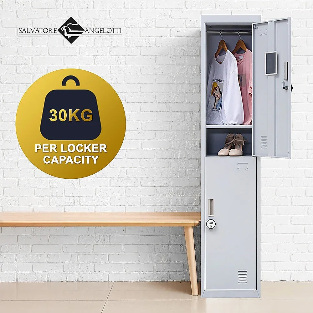 2-Door Vertical Locker for Office Gym Shed School Home Storage - Mekamart Australia