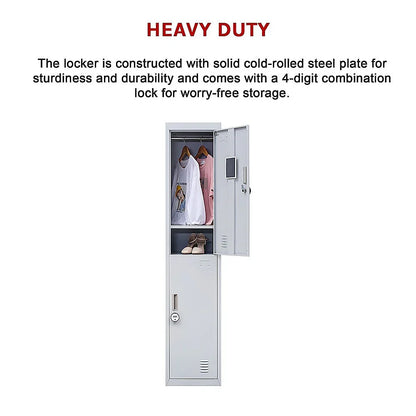 2-Door Vertical Locker for Office Gym Shed School Home Storage - Mekamart Australia