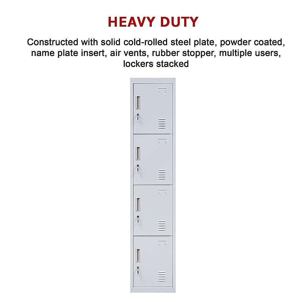 4-Door Vertical Locker for Office Gym Shed School Home Storage - Mekamart Australia