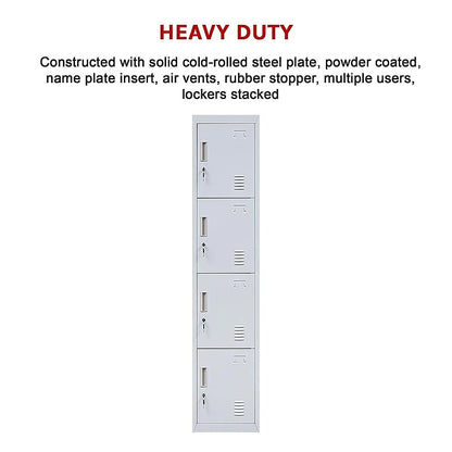4-Door Vertical Locker for Office Gym Shed School Home Storage - Mekamart Australia