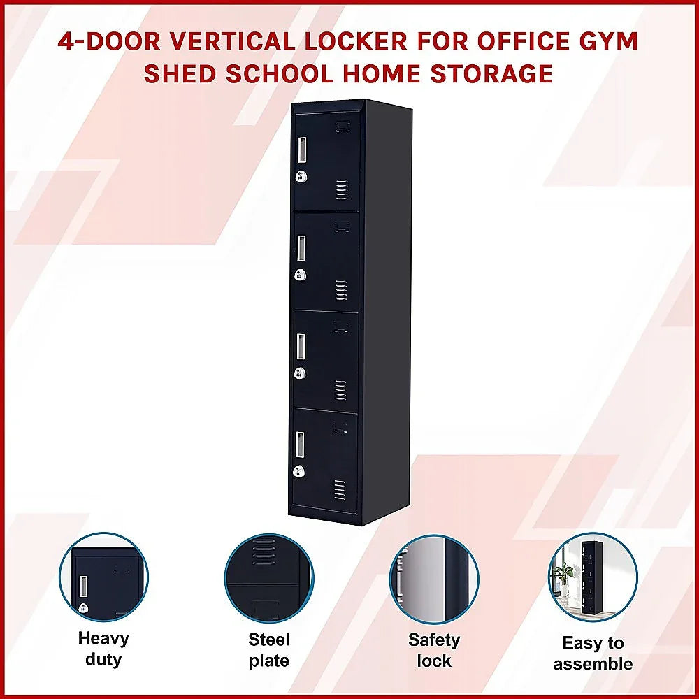 4-Door Vertical Locker for Office Gym Shed School Home Storage - Mekamart Australia
