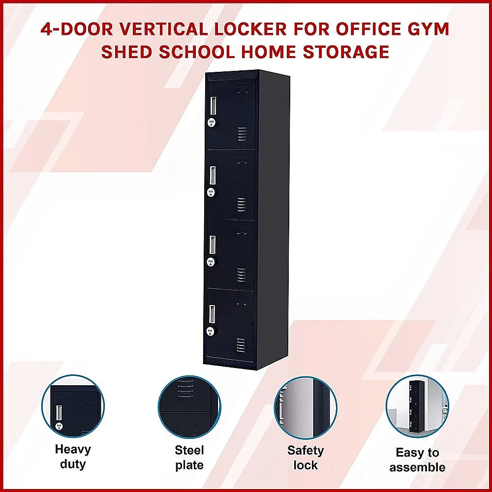 4-Door Vertical Locker for Office Gym Shed School Home Storage - Mekamart Australia