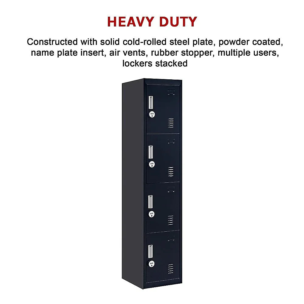 4-Door Vertical Locker for Office Gym Shed School Home Storage - Mekamart Australia