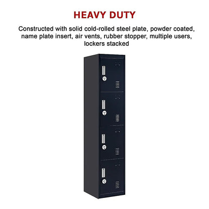4-Door Vertical Locker for Office Gym Shed School Home Storage - Mekamart Australia