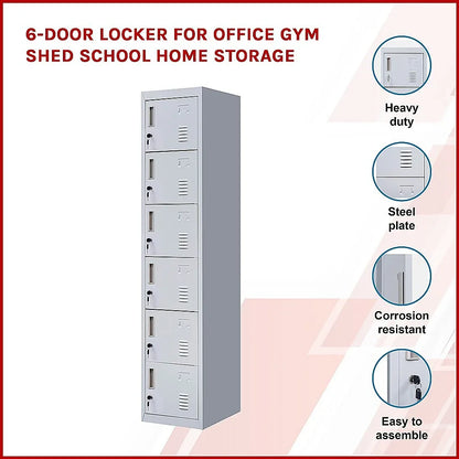 6-Door Locker for Office Gym Shed School Home Storage - Mekamart Australia