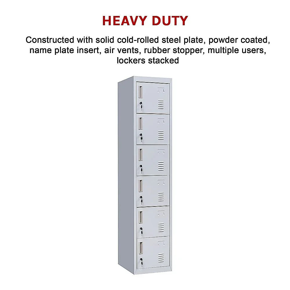 6-Door Locker for Office Gym Shed School Home Storage - Mekamart Australia