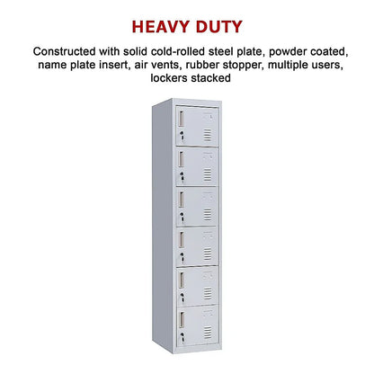 6-Door Locker for Office Gym Shed School Home Storage - Mekamart Australia
