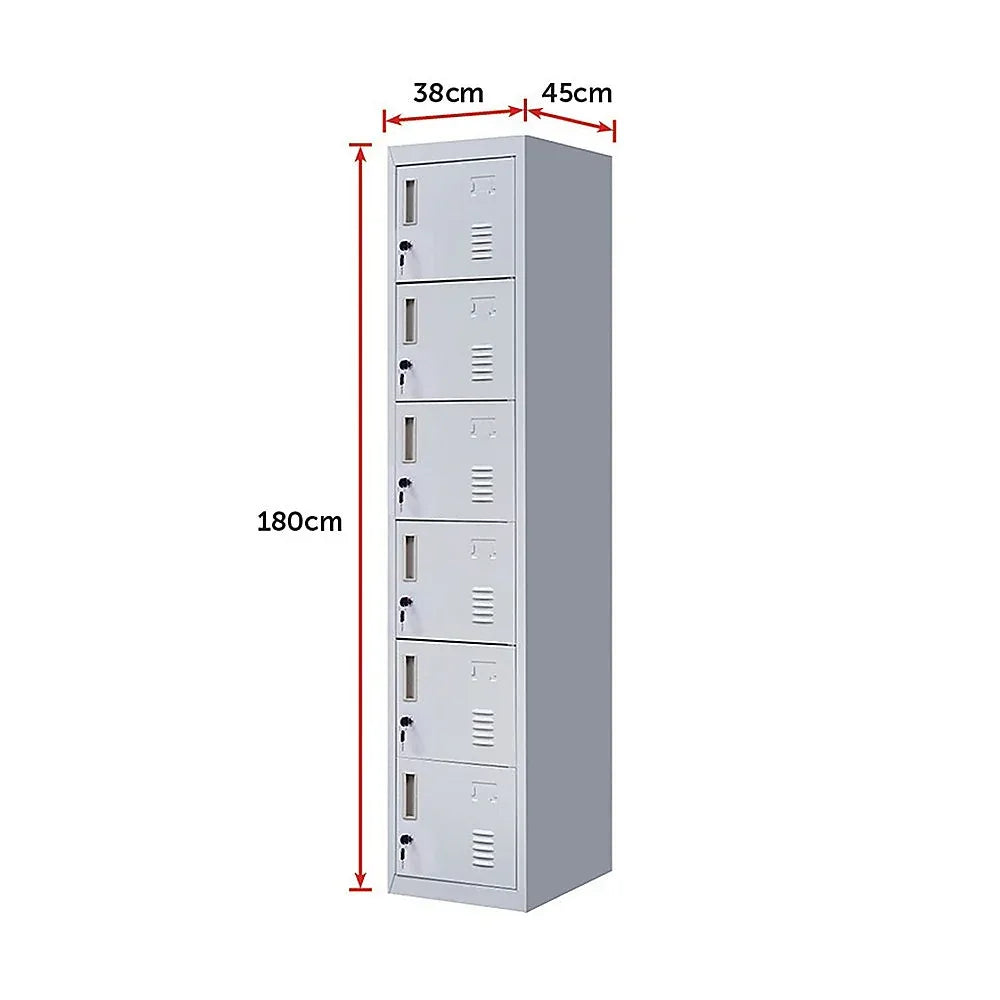 6-Door Locker for Office Gym Shed School Home Storage - Mekamart Australia