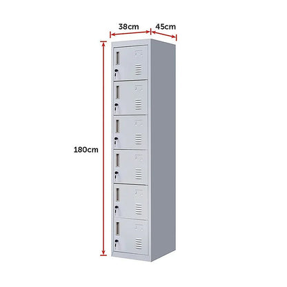 6-Door Locker for Office Gym Shed School Home Storage - Mekamart Australia