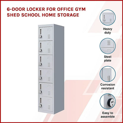 6-Door Locker for Office Gym Shed School Home Storage - Mekamart Australia