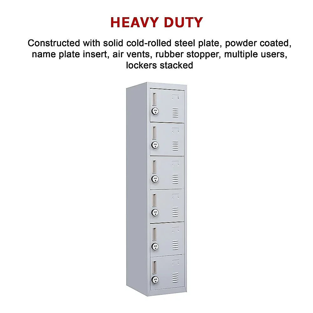 6-Door Locker for Office Gym Shed School Home Storage - Mekamart Australia