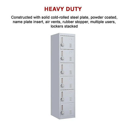 6-Door Locker for Office Gym Shed School Home Storage - Mekamart Australia